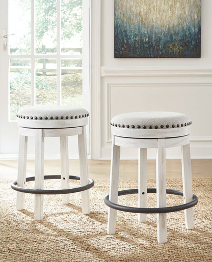 Ashley Furniture - Valebeck 24" Swivel Stool - White - Fabric|Metal|Wood - Stools - Additional View 1