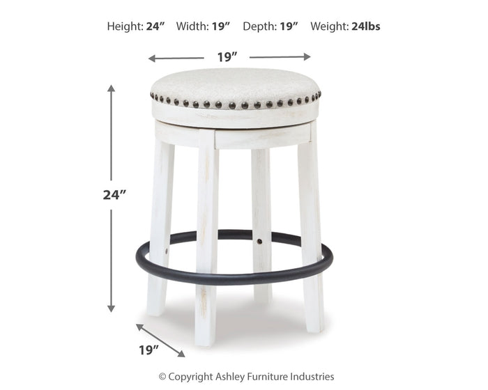 Ashley Furniture - Valebeck 24" Swivel Stool - White - Fabric|Metal|Wood - Stools - Additional View 3