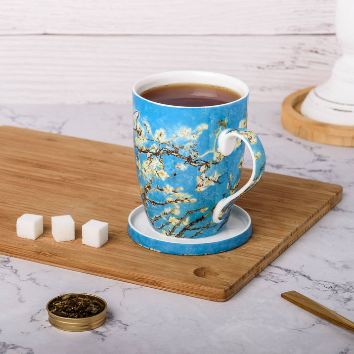 Van Gogh 'Almond Blossom' Tea Mug w/ Infuser & Lid