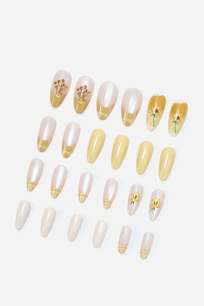 VAN GOGH SUNFLOWERS – ALMOND PRESS-ON NAILS