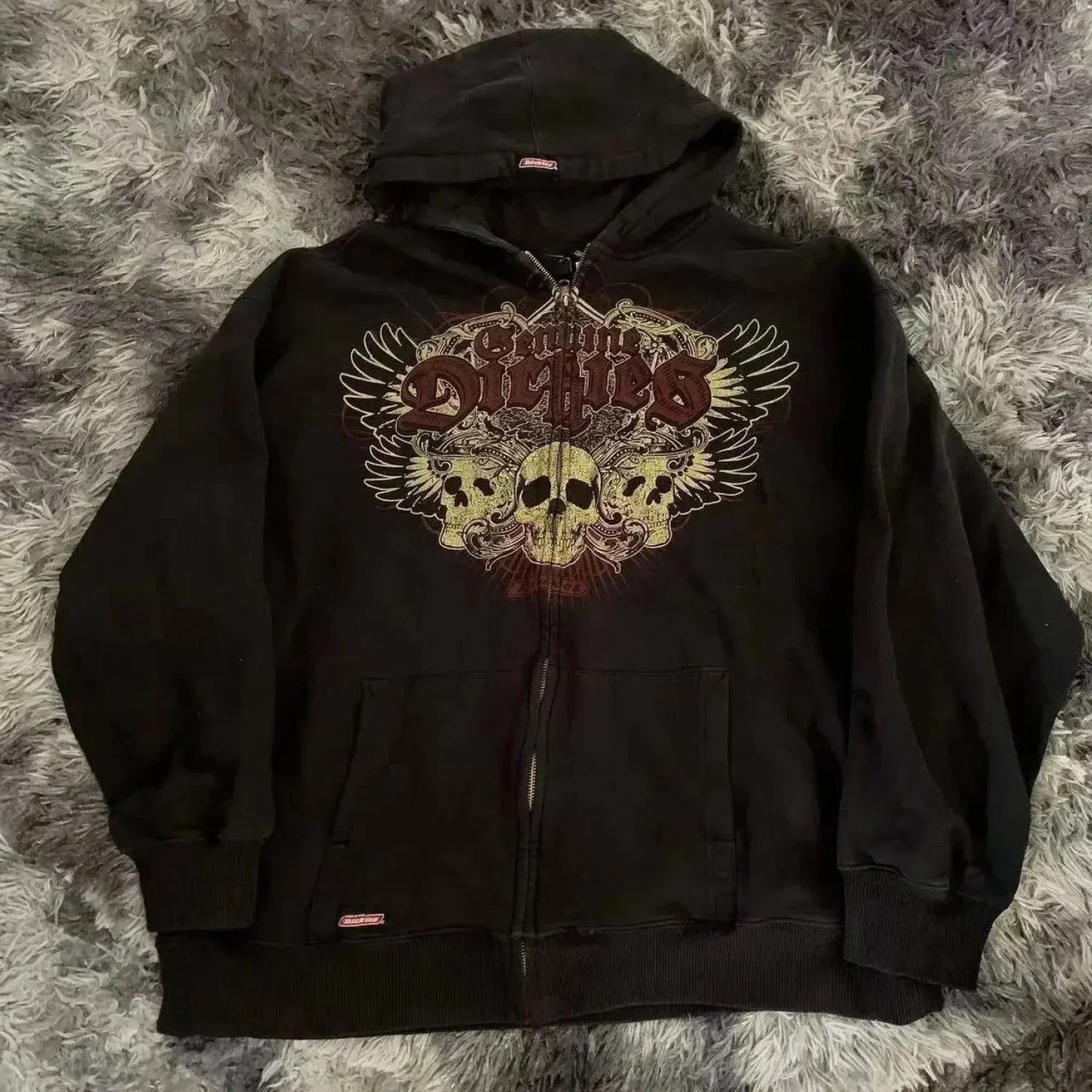 Vintage Y2K Gothic Printed Zipper Hoodie