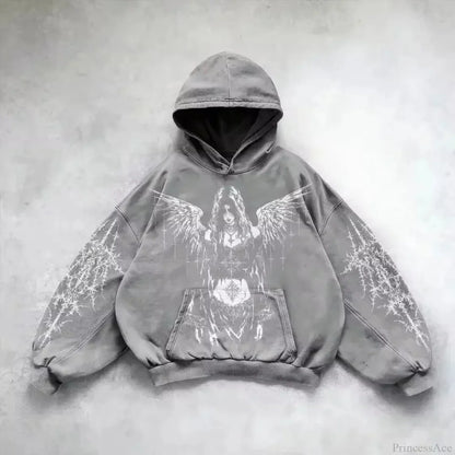 Vintage Y2K Gothic Printed Zipper Hoodie