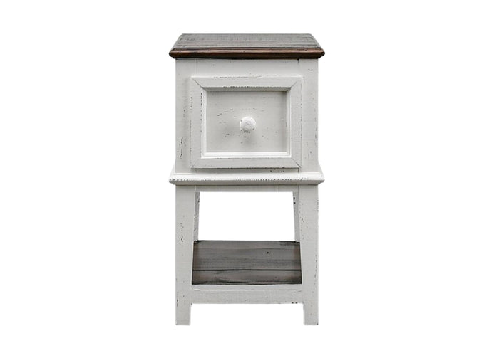 SAUL WHITE/TOBACCO ACCENT TABLE