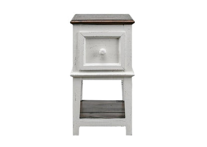 SAUL WHITE/TOBACCO ACCENT TABLE