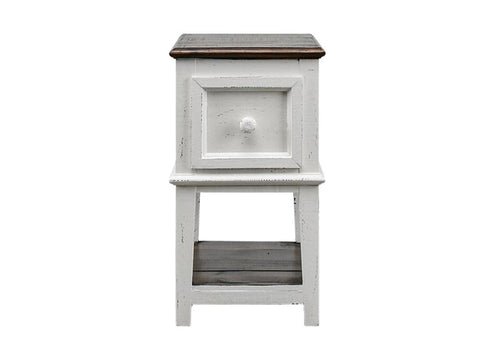 SAUL WHITE/TOBACCO ACCENT TABLE