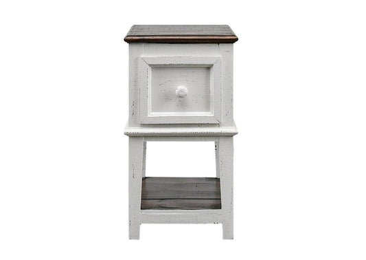SAUL WHITE/TOBACCO ACCENT TABLE