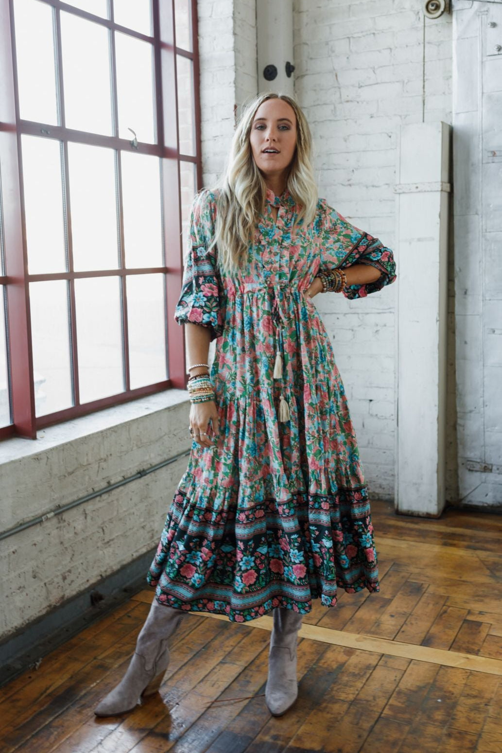 Wandering Soul Printed Midi Dress - Sage