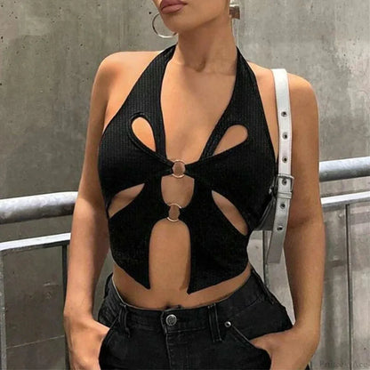 Y2K Circular Camisole Grunge Crop Top