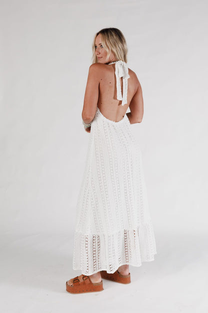Sunpetal Crochet Maxi Dress - White
